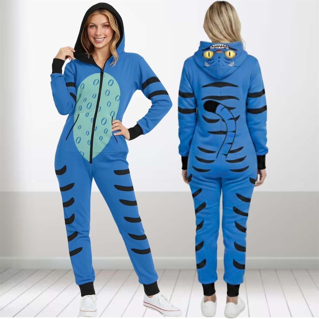 Matching Family Outfits - Striped Print Family Matching Hooded Zip-Up Onesie Loungewear