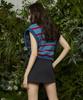 KANDINI Blue Semi-Crop Round Neck Vest