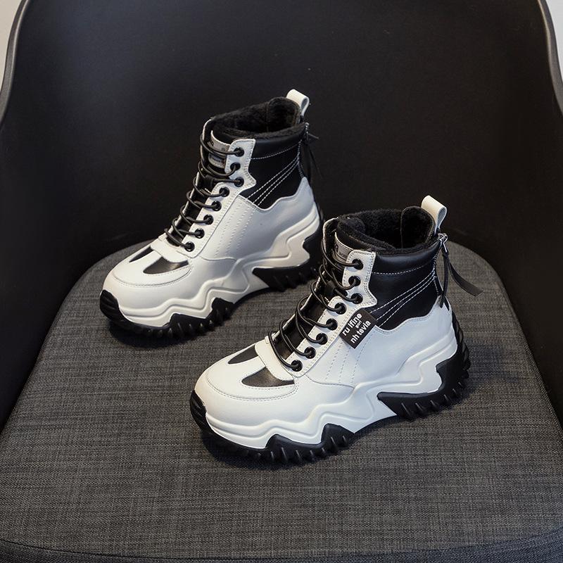 Daddy shoes 2025 autumn and winter Korean version of women's massage platform explosion versatile velvet warm inner height increase casual cotton shoe