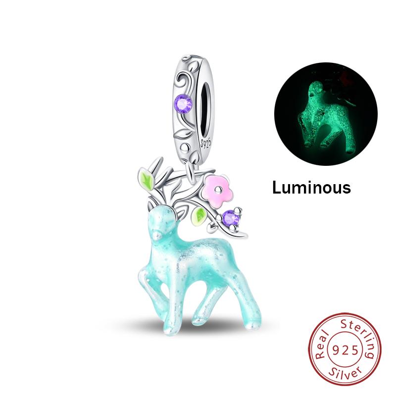 Copper Luminous Apple Lantern Elf Deer Pendant Balloon Rainbow Donut Charms Beads Fit Qikaola Bracelets Diy Jewelry