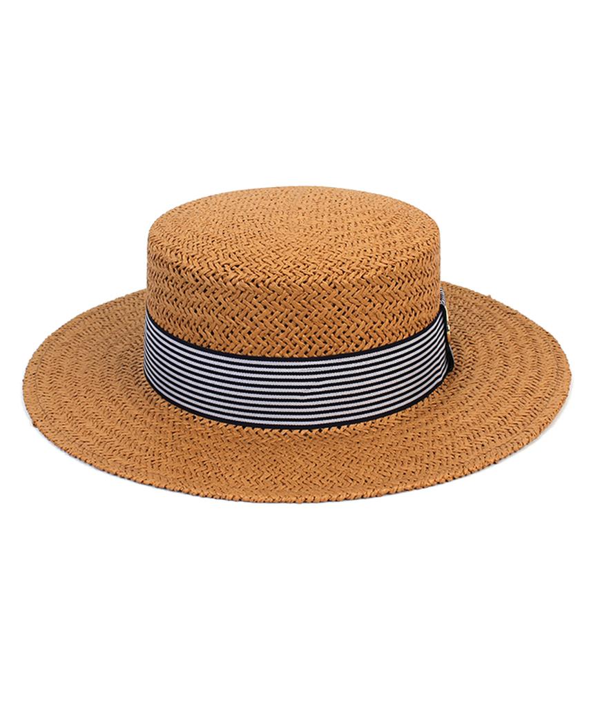 Stripe Line Brown Panama Hat