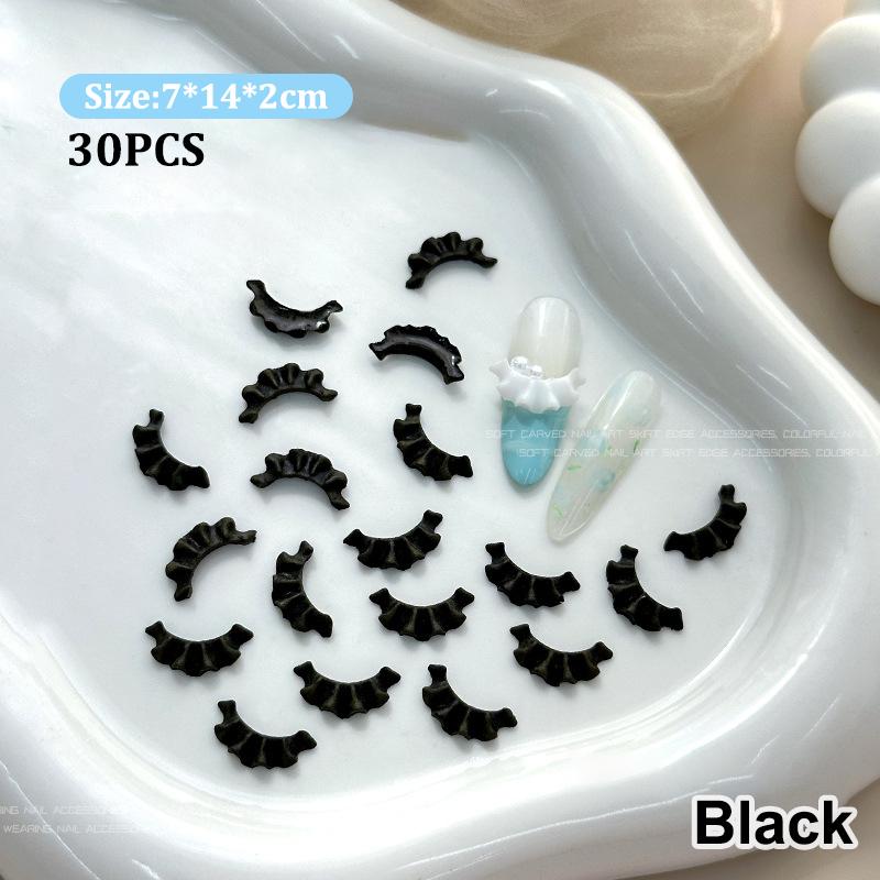 30Pcs French Carved Lace Nail Art Decorations Solid Color Lace Resin Nail Art Decorations For Diy Hairpin Nails Parts