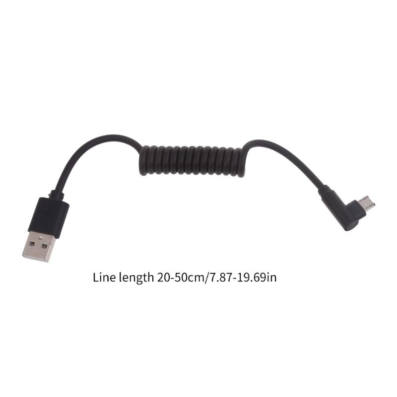 Spring Coiled Charging Cord USB Male to Micro USB Male Flexible 60W 480Mbps Charger Data Sync Cord for Phone Speaker