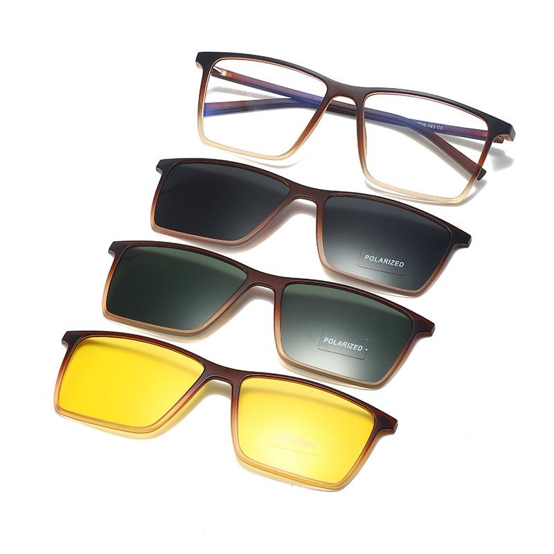 

3-In-1 Magnetic Suction Set Glasses Men S Polarized Sunglasses Driving/Night Vision/Sunglasses 1 Glasses Are Versatile