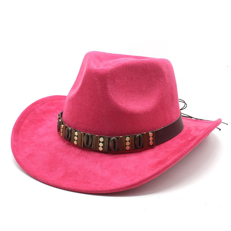 Male And Female Couples Hats Ethnic Style Suede Western Cowboy Top Hat