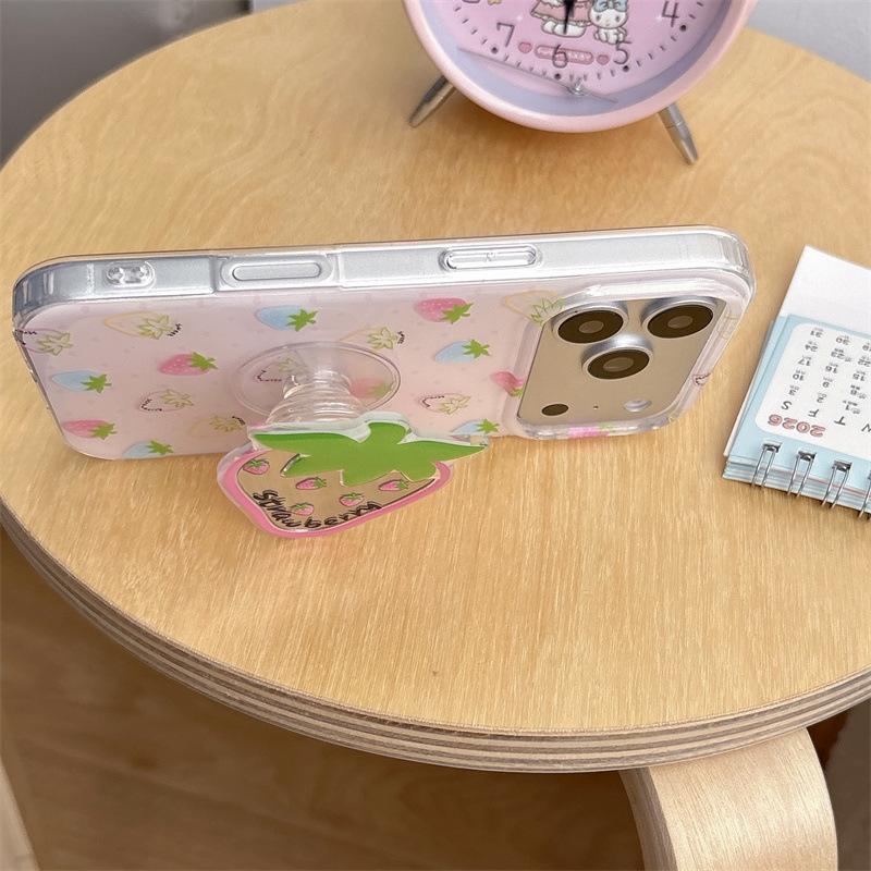 

Розовый чехол-подставка с зеркалом Клубника для iPhone 17, 16 Pro Max, 15, 14 iPhone 15 Pro Max