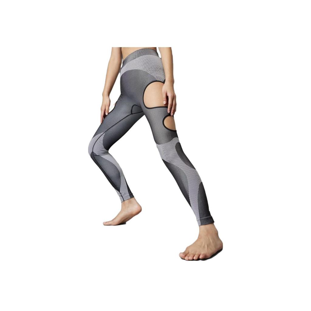 Adidas X Rui Zhou Collaboration FW23 Hollow Design Tight Sports Long Pants Women bottoms Black White IB1265