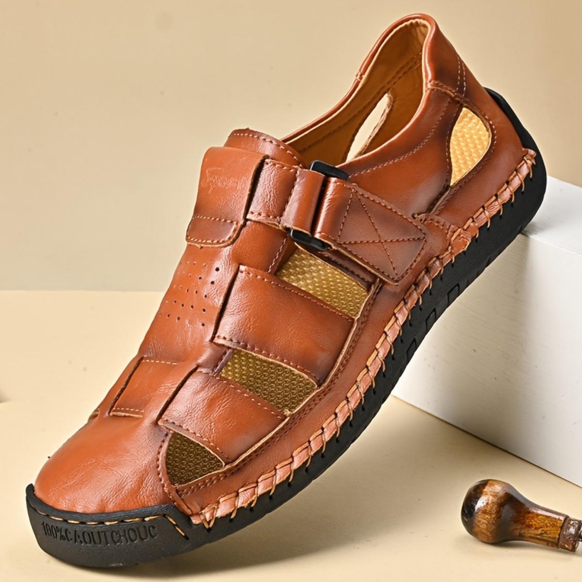 

Мужские спортивные сандалии - закрытые туфли для рыбалки на открытом воздухе, дышащие летние пляжные мокасины с нескользящей подошвой 41 светло-коричневого