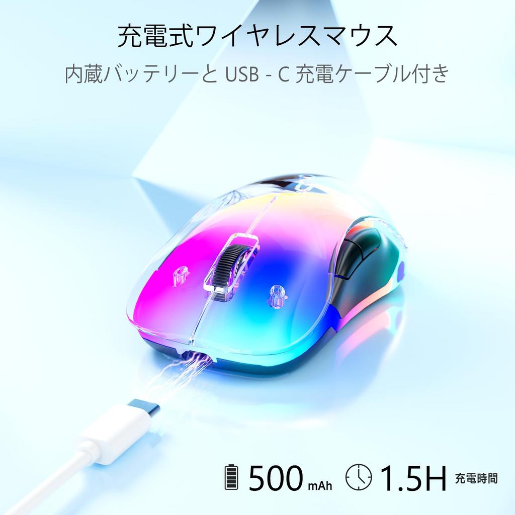 Memzuoix LED Wireless Rechargeable Ergonomic Mouse with Detachable 1200 DPI Portable Optical Computer Mouse with USB Receiver for and 5 Buttons White