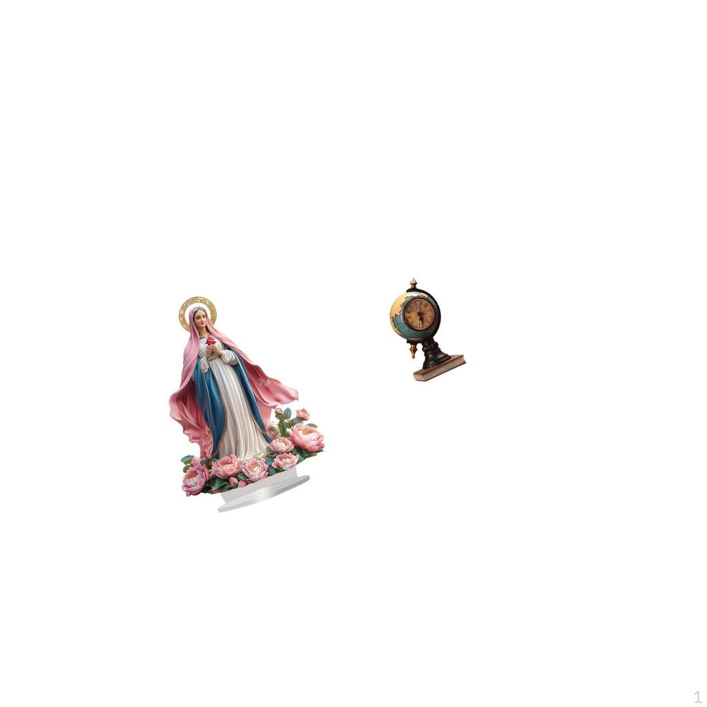 Nativity Scene Sculpture 2D Acrylic Ornament Standing Decor Tabletop Figurine Globe Clock Resin Base