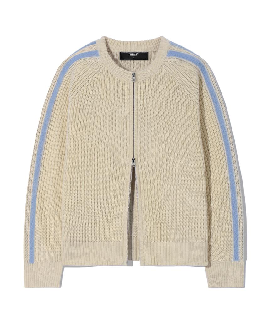 Maglia Tricot TRILLION con Zip e Spazzola Lavabile (Avorio)