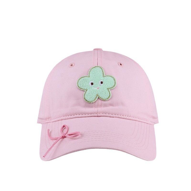 Summer fashion trend love embroidery female bow soft girl baseball cap show face small mint green hat