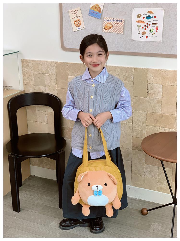 Egg Party Cute Cartoon Kids' Canvas Backpack, Large Plush Handbag & School Bag