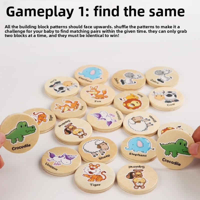 Matching Wooden Educational Puzzle For Children With Forest Animal Theme Fruit