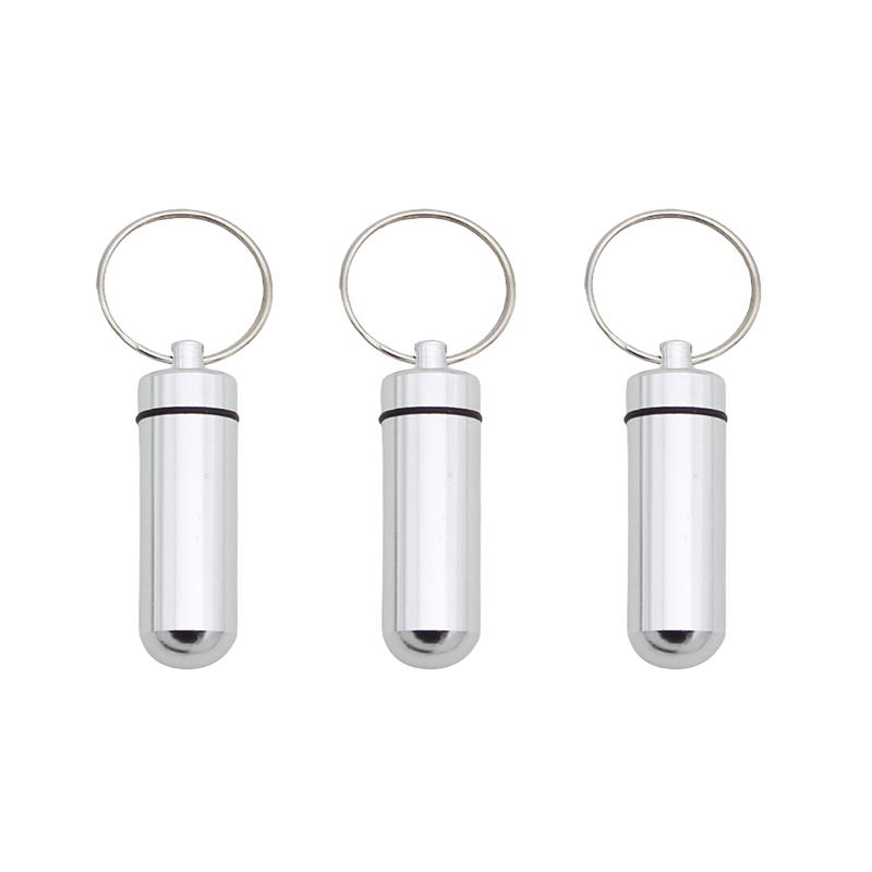 3 Stück Mini-Aufbewahrungsbox Aluminiumlegierung Tragbar Wasserdichte Flaschenhülle Schlüsselanhängerring 6 Farben erhältlich Reiseaufbewahrungswerkzeuge ZYF