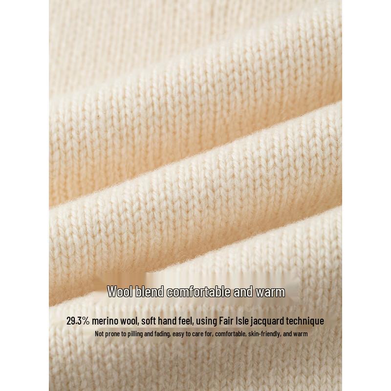 INMAN Women's Retro Fair Isle Jacquard Raglan Sweater