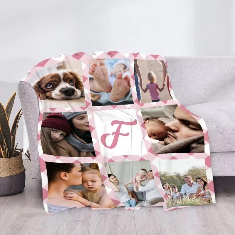 Custom Blanket With Picture Collage Blankets Birthday Souvenir Christmas Gifts Throw Blanket