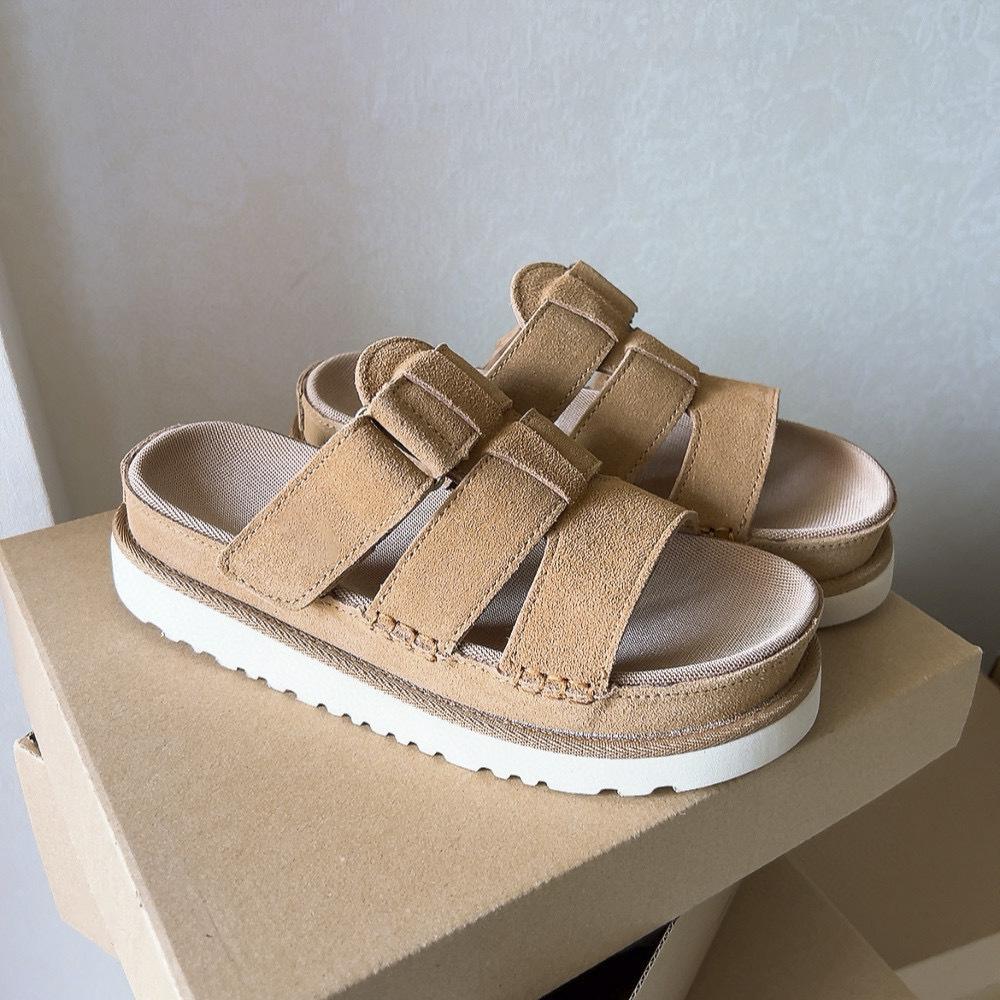 Women s Thick-Soled Genuine Leather Open-Toe Velcro Flip-Flops - Versatile and Fashionable Casual Outdoor Slippers 40 малиновый