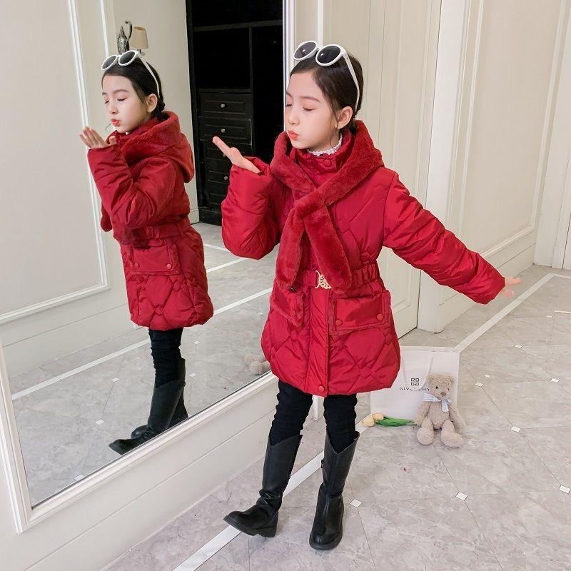 Winter Mädchen Jacke Warm Winddicht Oberbekleidung Mit Kapuze Reißverschluss Pelz Kragen Prinzessin Mantel Kinder Kleidung