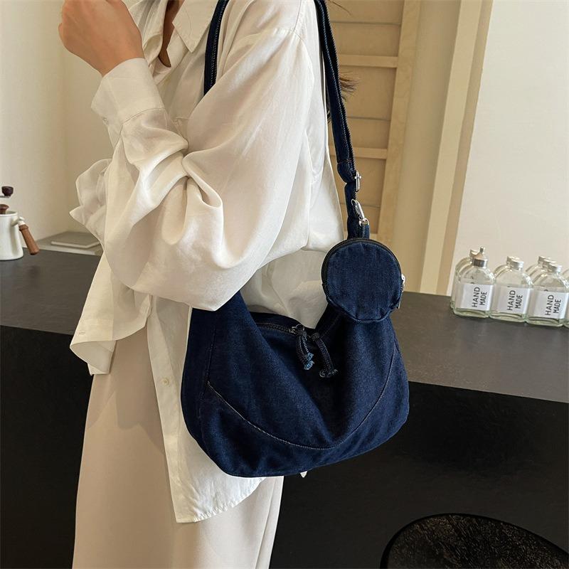 Denim Dumpling Bag Bag Female New Simple Solid Color Ladies Shoulder Crossbody Casual Lightweight Girl Bag