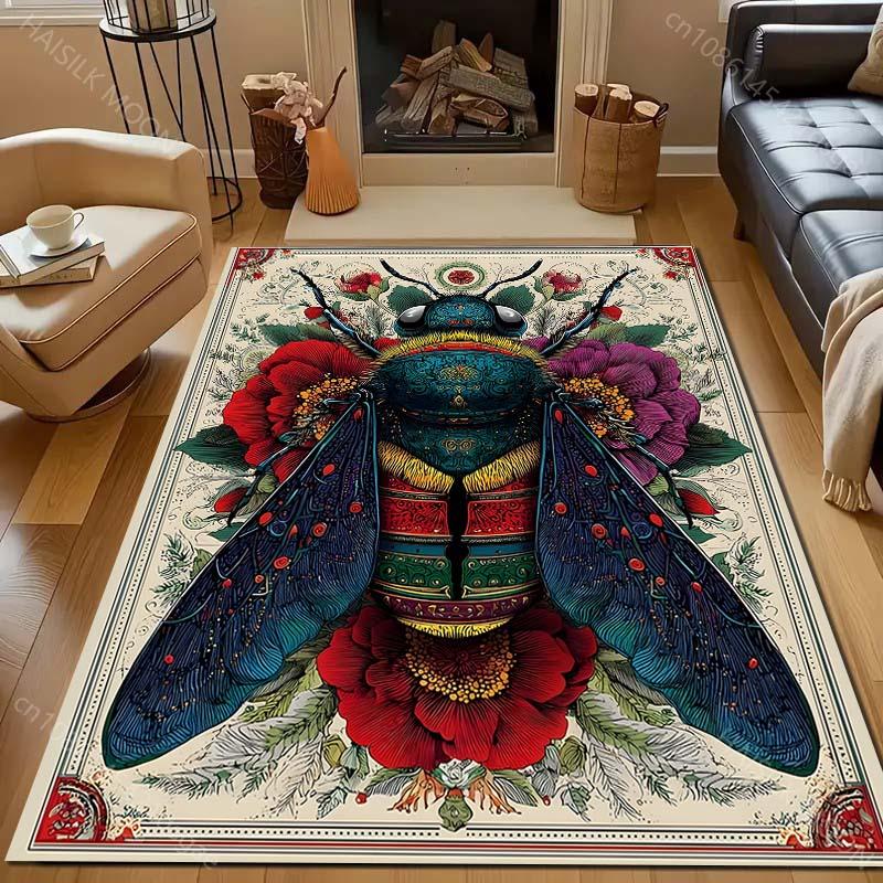 Multiple sizes Insect floral art design Carpet for Living Room Bedroom Sofa Home Decor Rus Non-slip Floor Mat Luxury Gift