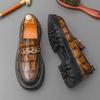 New Outdoor Men's Fashion Loafers Luxury Men Dress Shoes All-match Mens Slip On Footwear Business Moccasins All-match Male Flats
