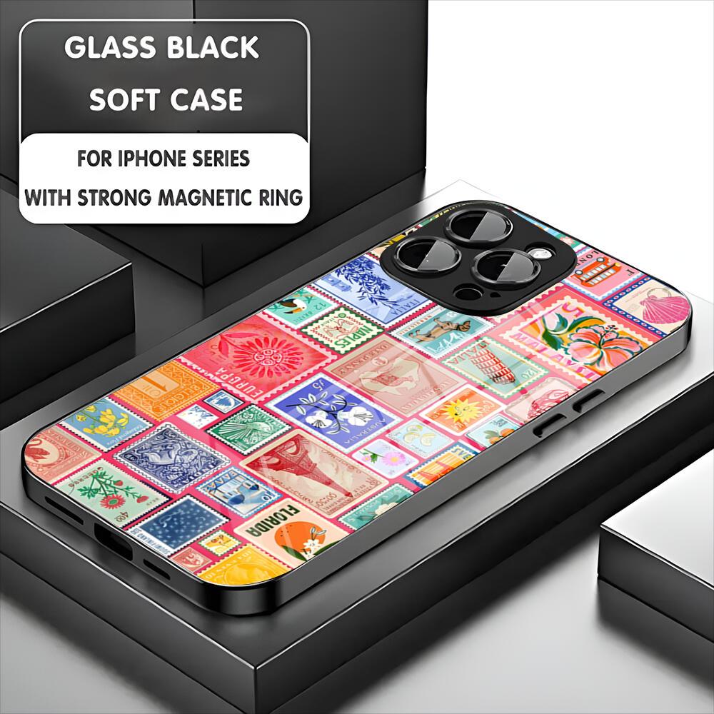 Latest Retro Stamp Creative Designs Phone Case For Iphone 17 16 15 14 13 11 12 Pro Max Mini Plus Magnetic Glass Phone Cover