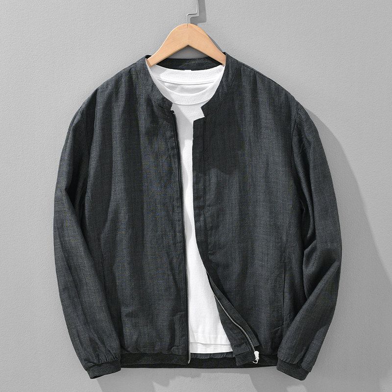 Foreign Trade Surplus Linen Tencel Simple Jacket for Men, New Spring and Autumn Trendy Casual Versatile Loose Outerwear