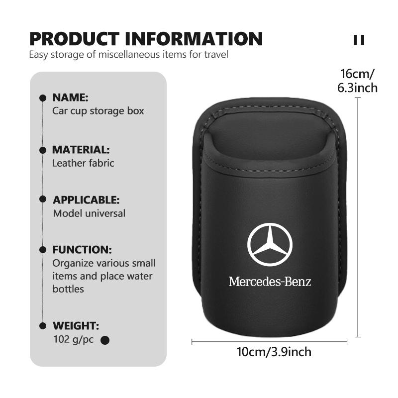 XKJ1 1/2PCS Leather Water Cups Storage Box Auto Accessories For Mercedes Benz C180 C300 W124 W176 W177 C200 C260 GLC CLE CLA AMG