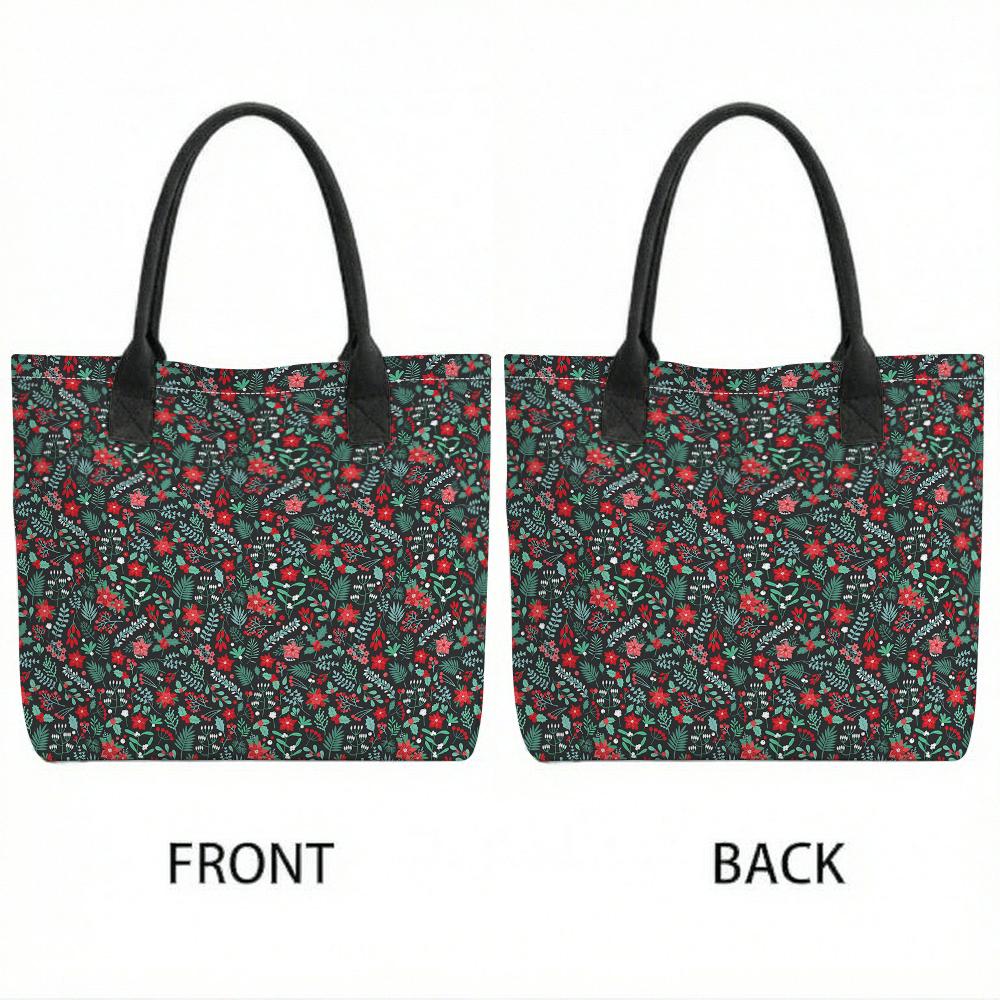  Floral Print Tote Bag Large Capacity Shoulder Bag for Daily Use