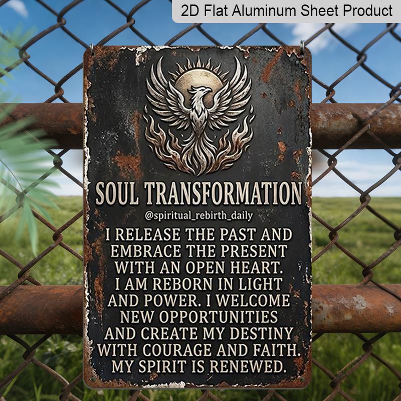 

2D Flat, 1pc Vintage Phoenix Rebirth & Soul Transformation Aluminum Wall Plaque -7.87*11.8 Square Wall Art Sign with Phoenix Rising From Ashes 20*30cm