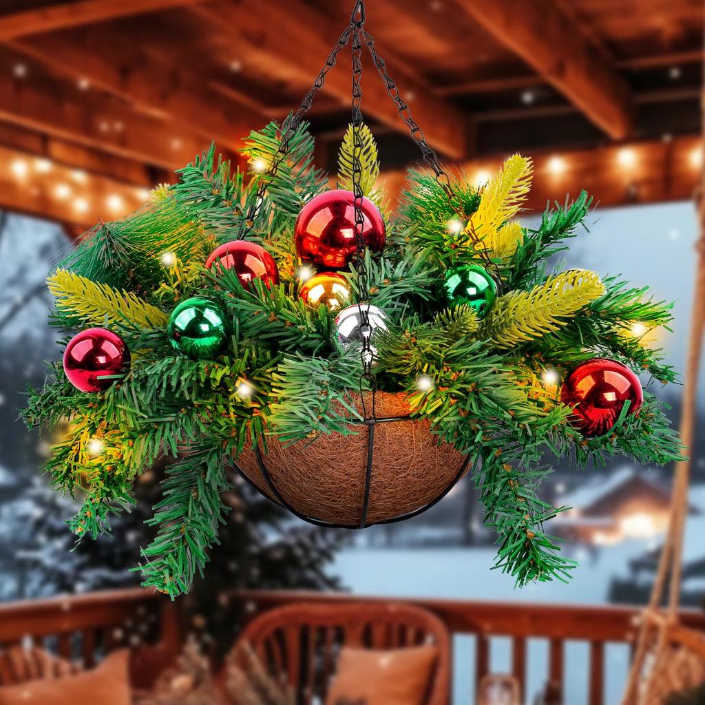 Cross-border Artificial Christmas Hanging Basket Wreath Holiday Decoration