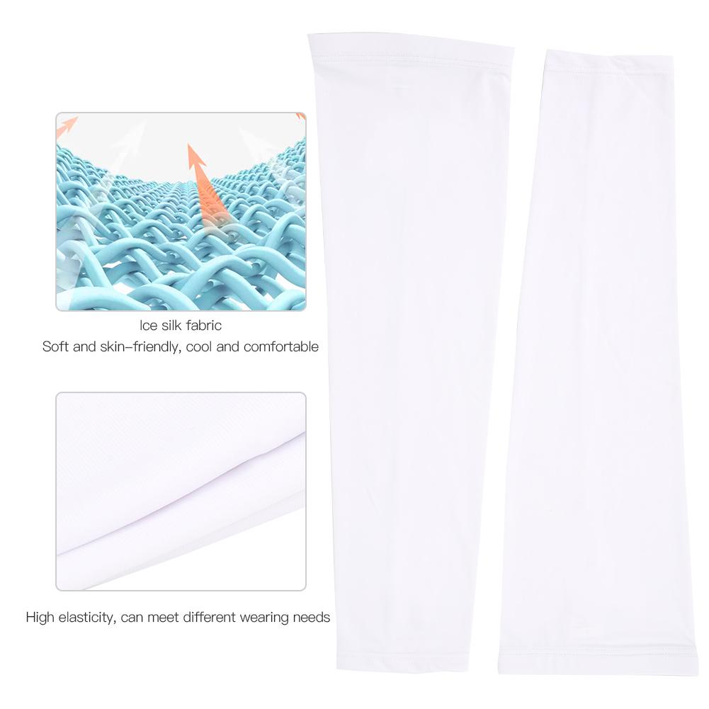 Pair UV Protection Sleeve Sun Cuff Breathable Summer Outdoor Arm Cooling Man Woman DrivingWhite Upgrade XL