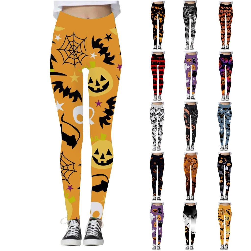 Women's Halloween 3D Printing Slim Stretch Yoga Pants Outdoor Gym Pants