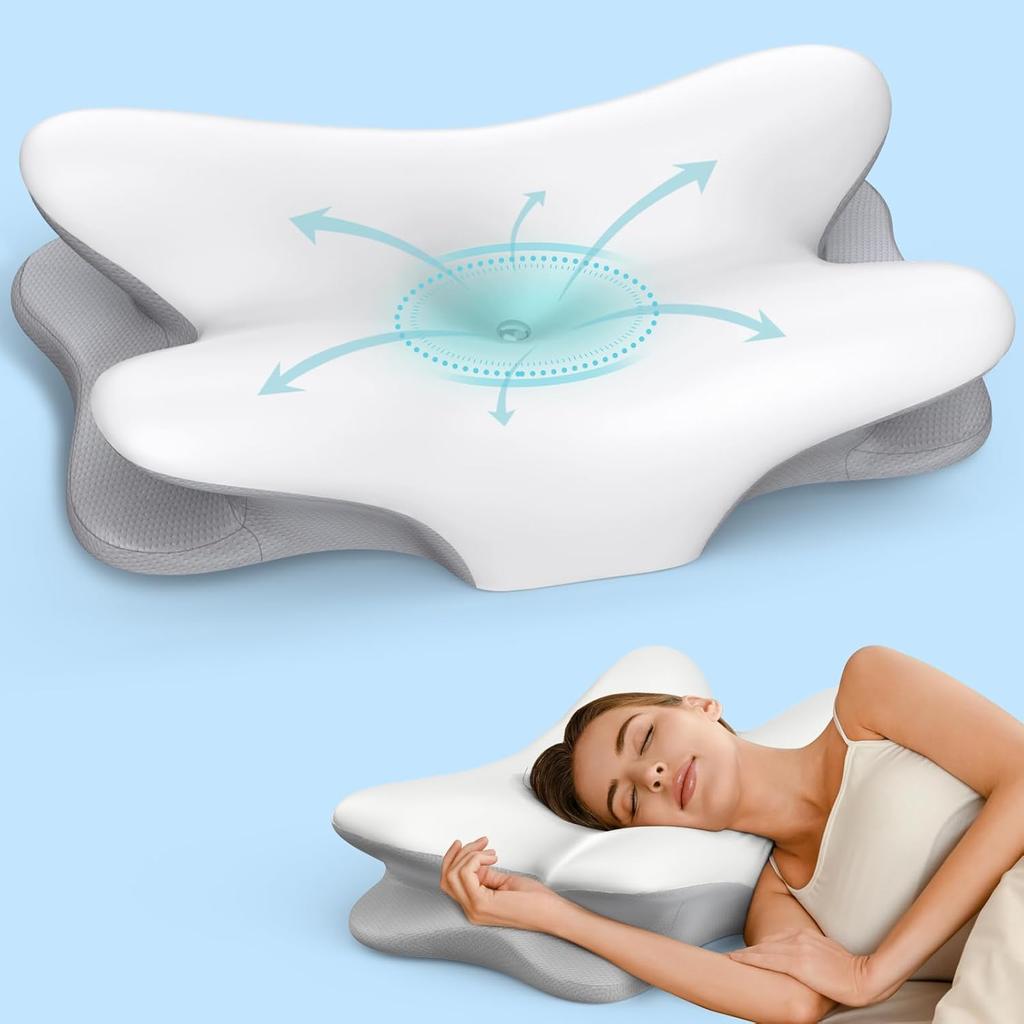 Cervical Pillow for Neck Pain Relief, Ergonomic Neck Pillow for Sleeping Contour Memory Foam Pillows with Cooling Pillowcase, Orthopedic Bed Pillow