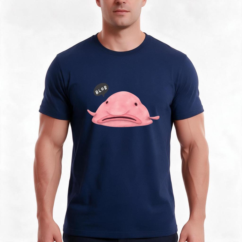 Adorable Funny Blob Fish Deep Sea Creature Tshirt Summer Casual Cotton Tee Oversized Streetwear Tops Vintage Graphic Print