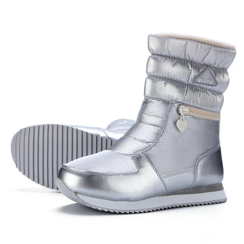 

Женские утепленные зимние теплые сноубутсы из шерсти и меха больших размеров, водонепроницаемые ботильоны, нескользящие ботинки для хайкинга, альпинизма, спортивные хлопковые ботинки 35 серебряный