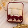 Red Long Tassel Chain Flocking Earrings NEW Bow Dangle Earrings  New Year Gift