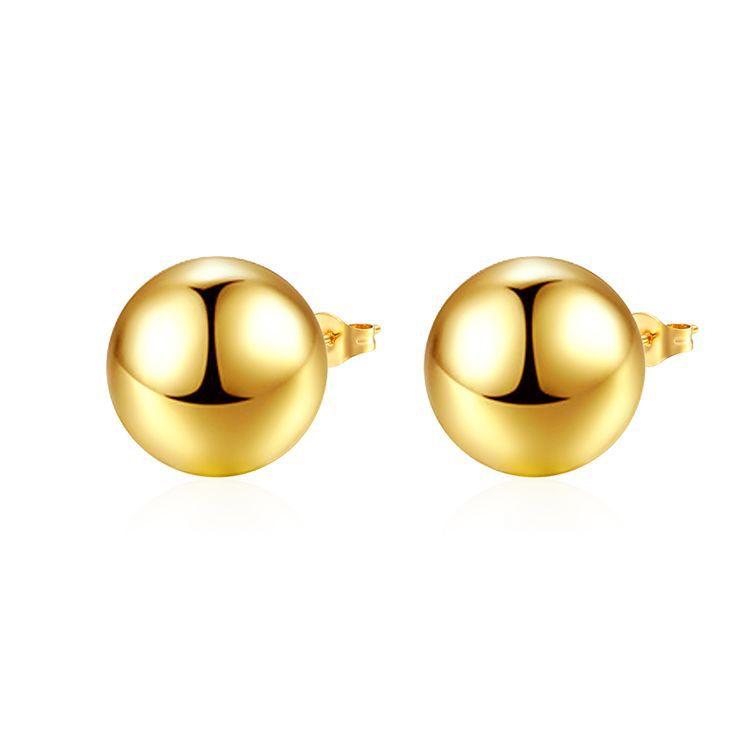 Modetrend Hochwertige Edelstahlkugel Hohlohrringe Damen Leichter Luxus Vergoldet 18K Goldohrringe
