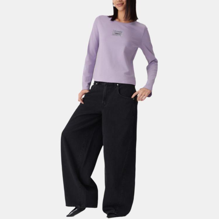 Levis Casual Comfortable Simple Knit Crew Neck Long Sleeve T-Shirt Women Tops 0052A-0002