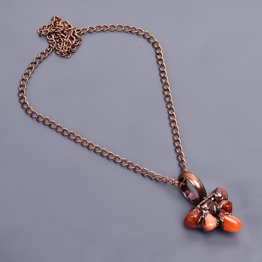 Fancy Sacral Chakra Natural Carnelian Copper Elegant Chain Sisters Gift Necklace V-19