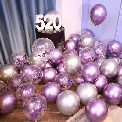 Metallic Silver & Purple Sequin Balloons for Events & Celebrations