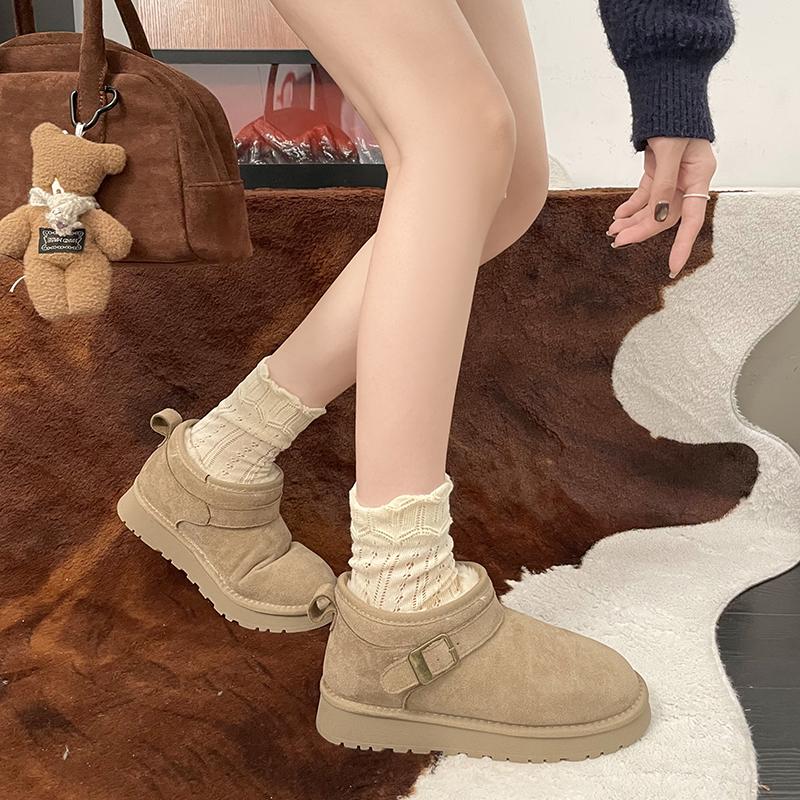 

Platform shoes heightening snow boots women s winter new velvet thickened warm outer wear short cotton shoes children 40 хаки