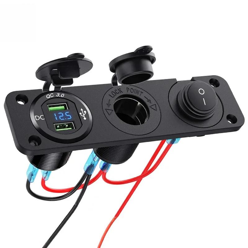 12V Quick Charge 3.0 USB Socket Panel Dual QC3.0 USB Socket Outlet Adapter for Car Boat RV Motorcycle