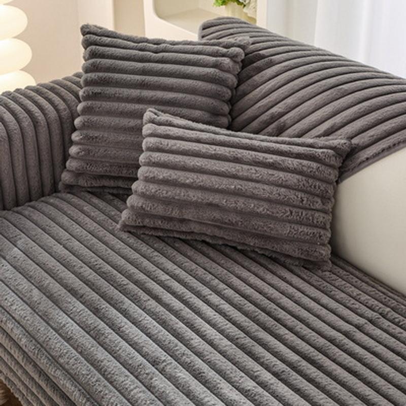 Gestreiftes Plüsch Winter Sofakissen Kissen Winter Neu Einfach Modernes Kissen Rutschfester Sofaüberwurf