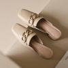 Summer New Temperament Bag Head Half Slippers Fashion Casual Medium Heel Thick Heel Square Head White Muller Cool Slippers