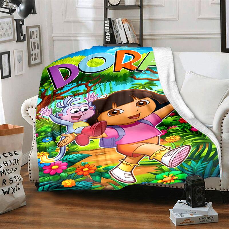 1pc Blanket D-Doras The Explorer Print Design, Lightweight Blanket for Sofa, Bed- Soft &Warm, Gift for All Seasons like Christmas, Halloween