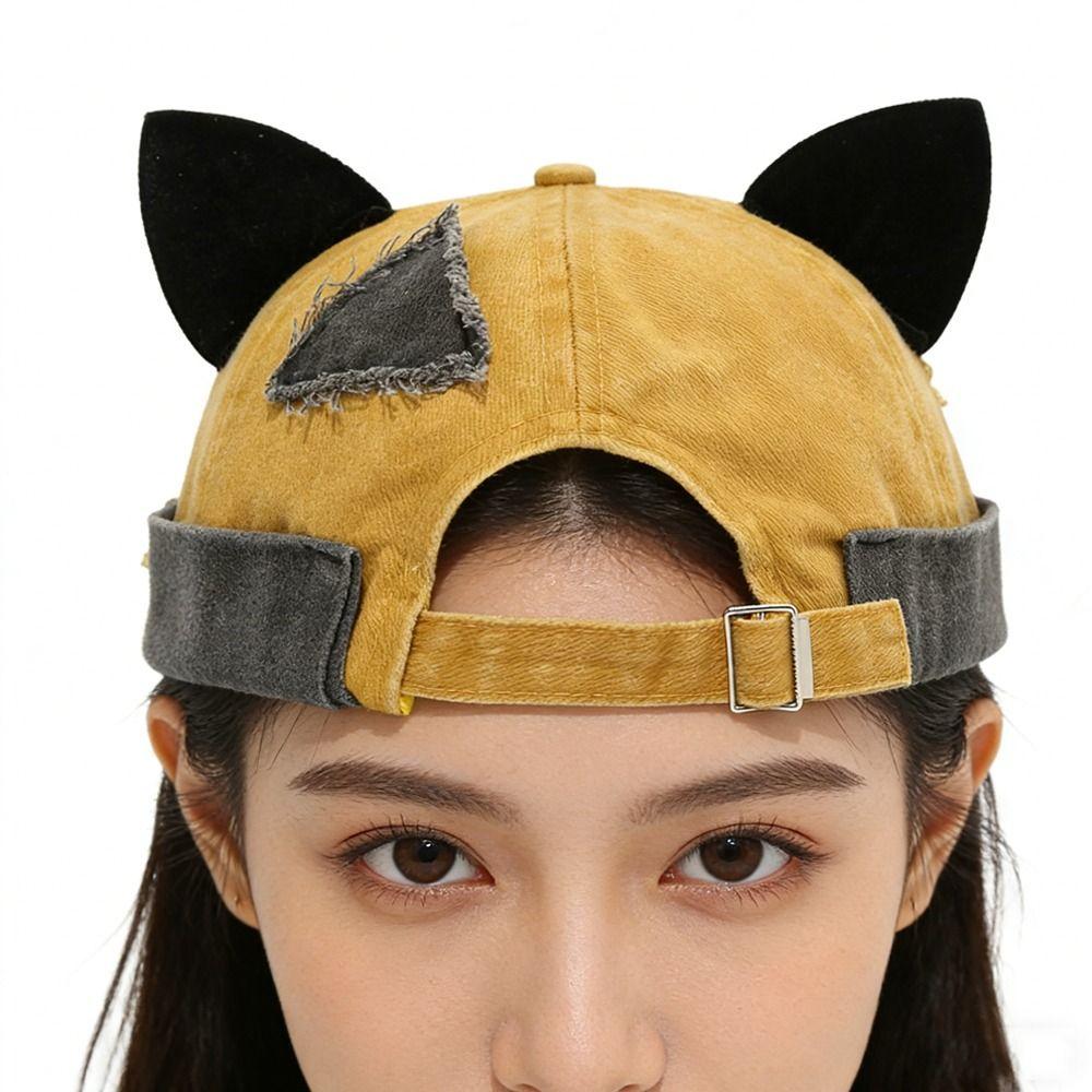 Cute Cat Ears Brimless Hat Hip Hop Beanie Hat Retro Style Melon Docker Cap Outdoor