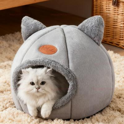 Winter Warmer Katzenkorb Halboffenes Design Winddicht und Kältebeständig Großes Modell Bequemer und Warmer Haustierkorb für den Heimgebrauch