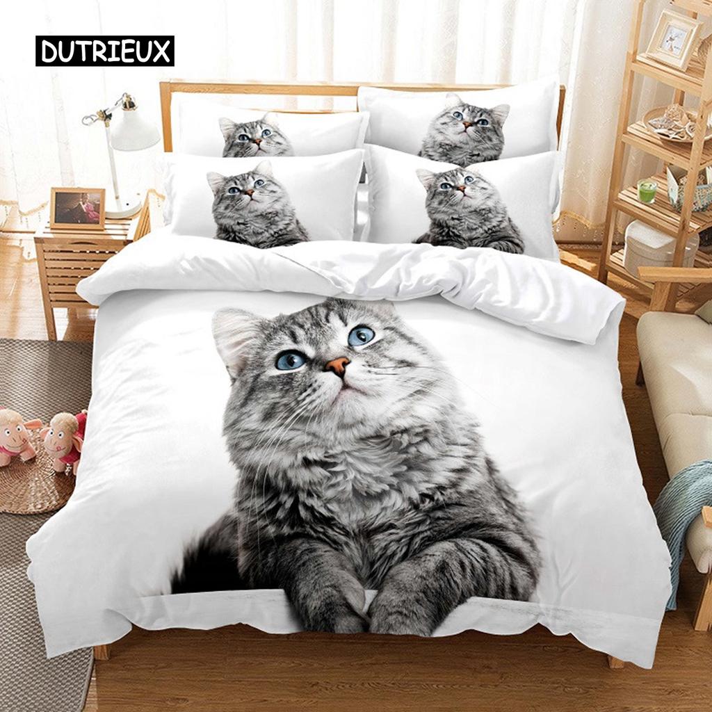Schwarze Katze Bettwäsche Set Bettbezug Set 3D Bettwäsche Digitaldruck Bettwäsche Queen Size Bettwäsche Set Modisches Design